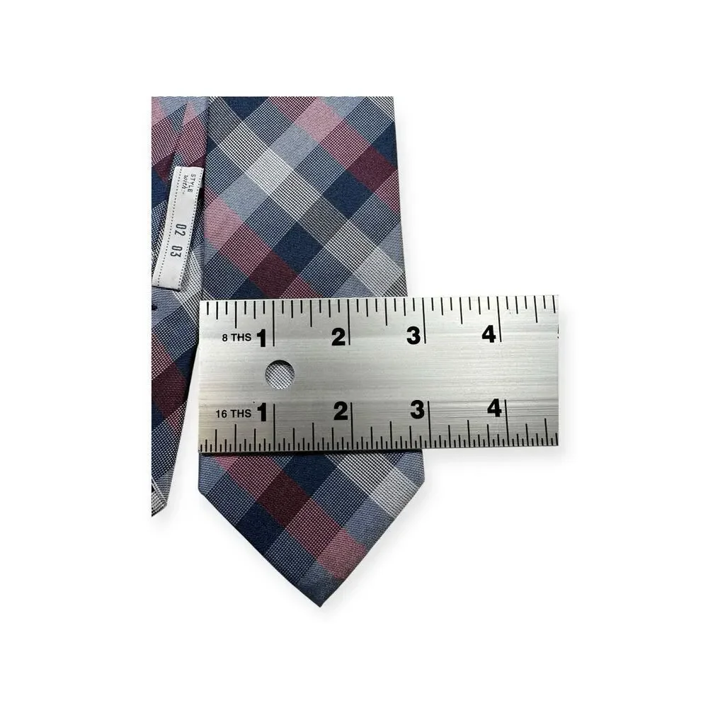 RYAN SEACREST Vintage 100% Silk Necktie Designer Purple‎ Plaid W2.75 L58 411